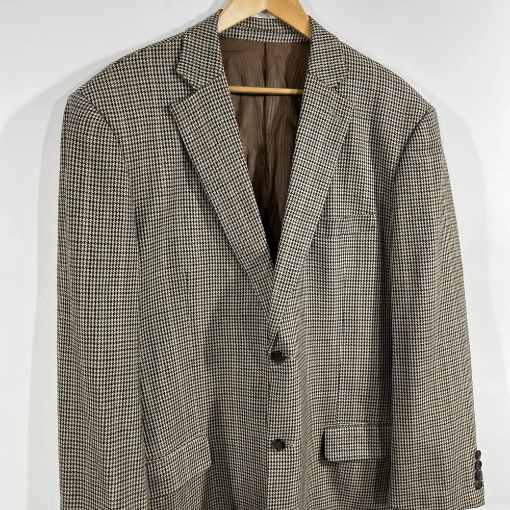 Pendleton Heritage VTG Mens 46L Wool Blazer Brown Houndstooth Sport Coat Jacket